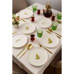 Leafy 6 Parça Seramik 21 cm Yaprak Desenli Pasta Tabağı Beyaz