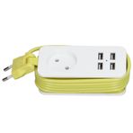 Leapiture 1200 W 10a AB Tak Güç Şeridi Seyahat Güç Şeridi Çok Çıkışlı Güç Şeridi Soket Güç Şeridi Telefonlar Tablet Için 4 USB Bağlantı Noktası Ile 250 V(Beyaz + Yeşil)