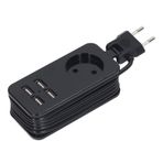 Leapiture 1200 W 10a AB Tak Güç Şeridi Seyahat Güç Şeridi Çok Çıkışlı Güç Şeridi Soket Güç Şeridi Telefonlar Tablet Için 4 USB Bağlantı Noktası Ile 250 V(Siyah)
