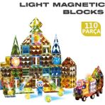 Learning Fun Işıklı Manyetik Oyuncak Manyetik Blok Seti Stem Oyuncak 110 Parça Light Diamond Magic Magnetic Blocks
