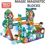 Learning Fun Manyetik Oyuncak Manyetik Blok Seti Stem Oyuncak 150 Parça - Işıklı Marble Run Set Magic Magnetic Blocks
