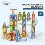 Learning Fun Manyetik Oyuncak Manyetik Blok Seti Stem Oyuncak 91 Parça - Diamond Marble Run Set Magic Magnetic Blocks