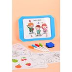 Learning Fun Sesli LED Işıklı Neon Renkli Silinebilir Eğitici Tablet Kalem ve Silgi Hediyeli - Mavi