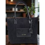 Leauder Women Kadın Süet Görünümlü Shopper Omuz Çantası Geniş Hacimli Şık Günlük Çanta - Siyah