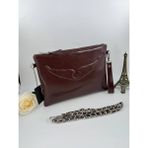 Leauder Women Kadın Zincir Askılı Rugan Deri Clutch Çanta - Kahve