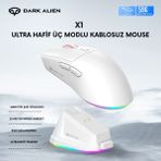 Leaven Dark Alien X1 Kablosuz 3 Modlu Ultra Hafif Oyuncu Mouse- 59 Gram 400 Mah Batarya- Makrolu - Beyaz
