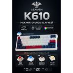 Leaven K610 Kablolu Lacivert - Beyaz Mekanik Oyuncu Klavyesi-61 Tuş Rgb-Hot Swap - Mavi Switch