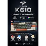 Leaven K610 Kablolu Mekanik Oyuncu Klavyesi Red Switch-61 Tuş Rgb-Hot Swap - Turuncu - Siyah
