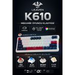 Leaven K610 Kablolu Mekanik Oyuncu Klavyesi-Red Switch Hot Swap Rgb-61 Tuş - Beyaz - Mavi