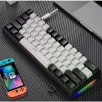 Leaven K620 Blue Switch Mekanik Gaming Oyun Klavyesi Rgb 61 Key Mavi Tuş Type-C Klavye Siyah-Beyaz - Option-1 - 001-Renkli