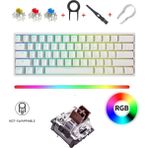 Leaven K620 Hot Swap 61 Tuş Kablolu Mekanik Klavye-3 Adet Hediye Switch İle- Rainbow Aydınlatmalı - Kahverengi Switch - Beyaz