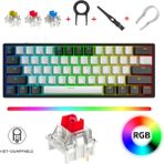Leaven K620 Rgb 61 Tuş Type-C Kablolu Hot Swap Mekanik Klavye-3 Adet Switch Hediyeli - Kırmızı Switch - Beyaz - Siyah