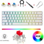 Leaven K620 Rgb 61 Tuş Type-C Kablolu Hot Swap Mekanik Klavye-3 Adet Switch Hediyeli - Kırmızı Switch - Beyaz