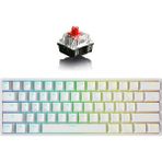 Leaven K620 Type-C Kablolu Klavye LED Rgb 61 Tuşlu Rgb Mekanik Oyuncu Işıklı Klave Ergonomik Tasarım Bilgisayar Pc Için Gaming Keyboard Siyah-Beyaz Renk Kırmızı Switch