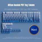 Leaven Mekanik Klavye Keycaps Seti- 130 Tuş Pbt Çift Baskılı-Alttan Baskılı Gradyen Renkli - Mavi