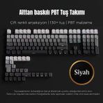 Leaven Mekanik Klavye Keycaps Seti- 130 Tuş Pbt Çift Baskılı-Alttan Baskılı Gradyen Renkli - Siyah