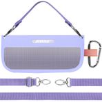 Lebakort Silikon kılıf, taşıma çantası, Bose SoundLink Flex Bluetooth Speaker için, omuz askısı, el kemeri ve karabinalı (lila)