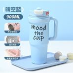 Lebeigo 900 ml Yüksek Görünümlü Büyük Kapasiteli Buz Bardağı Pipetli Termos Bardak Erkekler ve Kızlar Için Soğuk Hava Deposu Big Mac Taşınabilir Yeni Anti-Düşme Su Isıtıcısı (Yurt Dışından) - Açık Mavi
