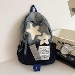 Lebeigo Bayan Üniversite Öğrencileri Için Denim Okul Çantası, Tembel Tarzda Sırt Çantası, Modaya Uygun Marka, Hafif, Basit ve Çok Yönlü Sırt Çantası (Yurt Dışından) - Mavi
