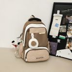 Lebeigo Kadınlar Için Retro Iş Kıyafeti Sırt Çantası, Kontrast Renkli Çok Bölmeli, Modaya Uygun Marka Öğrenci Japon Okul Çantası, Erkekler Için Büyük Kapasiteli Sırt Çantası (Yurt Dışından) - Kahverengi