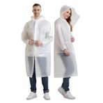 LEBEXY Panço kadın yağmurluk, kapüşonlu erkek yağmurluğu, festival, yağmurluk, yağmurluk, yürüyüş, bisiklet, EVA tekrar kullanılabilir, nefes alır, 2 adet, Şeffaf, L