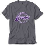 Lebron J. Lakers Logo Gri Tişört
