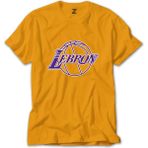 Lebron J. Lakers Logo Sarı Tişört Liyada - 4XL