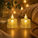 LED 2 Adet Dekoratif Mum Sarı Işık – Alev Efektli Tealight Gece Lambası
