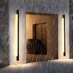 LED Açık Bahçe Duvar Işığı Su Geçirmez Alüminyum Uzun Duvar Aydınlatması Siyah/Beyaz Minimalist Tasarım Dikdörtgen Duvar Aplik Merdiven Balkon Dekorasyonu (200 cm, Siyah Sıcak Işık)