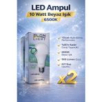 Led Ampul 10 Watt Beyaz Işık 6500K Yüksek Aydınlatma E27 Duy Tasarruflu 2 Adet