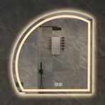 LED Arka Aydınlatmalı Banyo Aynası, 3 Renk Seçeneği, Kısılabilir, Yarım Daire Tasarım, Buğu Önleyici, Düzensiz Şekil, Akıllı Dokunmatik, Dekoratif Boy Aynası (L1 44"/110cm)