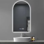 LED Arkadan Aydınlatmalı Banyo Aynası 70x100cm (28x48 inç) Ayarlanabilir Parlaklık, 3 Renk Seçeneği, Şık Dekorasyon ve Optimum Yansıma için Buğu Önleyici Makyaj Aynası. (Küçültülmüş Boyut 24x36 i