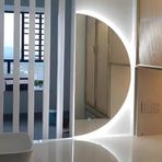 LED Arkadan Aydınlatmalı Banyo Aynası, Buğu Önleyici Yarım Daire Makyaj Aynası, 3 Renk Seçeneği, 50x100 CM/40x20 İNÇ, Modern Banyolar ve Şık Makyaj Seansları İçin Mükemmel (Sol Kesim 150L x 1l cm