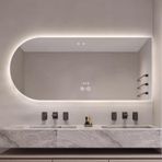 LED Arkadan Aydınlatmalı Makyaj Aynası, 36/48" Banyo Aynası, Dokunmatik Anahtar, 3 Renk Sıcaklığı, Buğu Önleyici, Kısılabilir, Duvara Monte Edilebilir Dekoratif Ayna, 51" (Sağ Kesim 80X130cm)