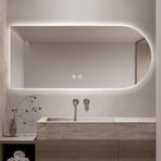 LED Arkadan Aydınlatmalı Makyaj Aynası, 36/48" Banyo Aynası, Dokunmatik Anahtar, 3 Renk Sıcaklığı, Buğu Önleyici, Kısılabilir, Duvara Monte Edilebilir Dekoratif Ayna, 51" (Sol Kesim 60X100cm)