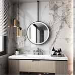 LED Arkadan Aydınlatmalı Yuvarlak Banyo Aynası Metal Çerçeve Dokunmatik Sensör Duvara Monte Ayna Modern Tavan Asılı Tasarım Şık Ev Dekorasyonu için