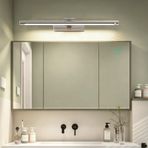 LED ayna lambası, banyo duvar lambaları, hareket sensörlü döner duvar aydınlatması, şalterli duvar aydınlatması, modern duvar lambası, oturma odası, banyo, makyaj masası için (gümüş beyaz ışık, 60 cm)