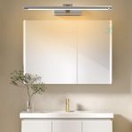 LED ayna lambası, banyo duvar lambaları, hareket sensörlü döner duvar aydınlatması, şalterli duvar aydınlatması, modern duvar lambası, oturma odası, banyo, makyaj masası için (gümüş sıcak ışık, 40 cm)