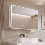 LED Aynalı Dolap, Buğu Önleyici, Dokunmatik Anahtar, HD Ayna, Alüminyum Alaşımlı, Modern Banyo Aynası, Düzenli Aydınlatma için Dekoratif ve Makyaj Aynası ile Duvara Monte İlaç Dolabı