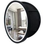 LED Banyo Ayna Dolabı - Yuvarlak Ahşap Duvara Monte Vanity Dokunmatik Sensörlü, Tamamen Montajlı Saklama Ünitesi, Şık Kahverengi Kaplama, Modern İç Mekanlar için 70 cm