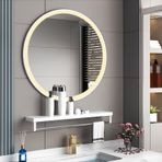 LED Buğu Önleyici Yuvarlak Banyo Aynası - Ev Spor Salonu ve Yatak Odası için Duvara Monte Metal Çerçeve Makyaj Aynası 31,5 inç Beyaz Sissiz Tasarım Net Yansıma için