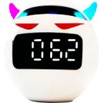 LED Digital Alarm Saat Özellik Saat Göstergesi Tam Ekran Mini Hoparlör(Fm RADYO-6W-2000MAH Büyük Güç - Beyaz