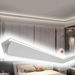 LED Dolaylı Aydınlatma Pervazı, Duvarlar ve Tavan için Alüminyum Çerçeve Kalıplama - Çift Kanallı Özel Boyut (1,5 m/4,9 Ayak) Işık Şeritleri için Çift Kanallı