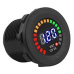 LED Ekran Volt Metre, DC 12V Motosikletleri Için su Geçirmez Voltaj Göstergesi, Arabalar, Tekneler, ATV, 3 Renk Endikasyonlu UTV, Bükülme Ve Kilit Sistemi, Mini Boyut Ve