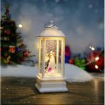 LED Fener Noel Temalı Dekoratif Masa Lambası, Pilli, Plastik Gövde, Beyaz, Melek Figürlü, Art Deco Tarzı, Tatil Süslemesi için