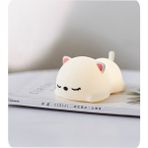 LED Gece Işık Dokunmatik Sensör Renkli Karikatür Silikon USB Şarj Edilebilir Yatak Odası Başucu Lambası (Yurt Dışından) - Beyaz