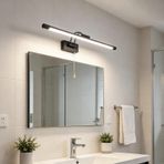 LED iç mekan duvar lambası banyo aynası su geçirmez duvar lambası çekme ipli şalter duvar aydınlatması 350° döndürülebilir modern alüminyum demir yatak odası oturma odası için (60 cm, siyah beyaz ışık