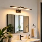 LED iç mekan duvar lambası banyo aynası su geçirmez duvar lambası çekme ipli şalter duvar aydınlatması 350° döndürülebilir modern alüminyum demir yatak odası oturma odası için (60 cm, siyah sıcak ışık