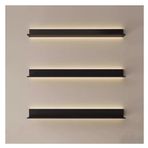 LED Işıkları ile Yüzer Duvar Rafları Modern Siyah Metal Duvara Monte Işıklı Ekran Standı/Ev Dekorasyonu için Raf (1 ADET 60x20 cm)