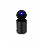 LED Işıklı Araç Küllüğü, Kapaklı Kokusuz Tasarım, Universal Bardaklık Uyumlu, Siyah, 7x9 cm